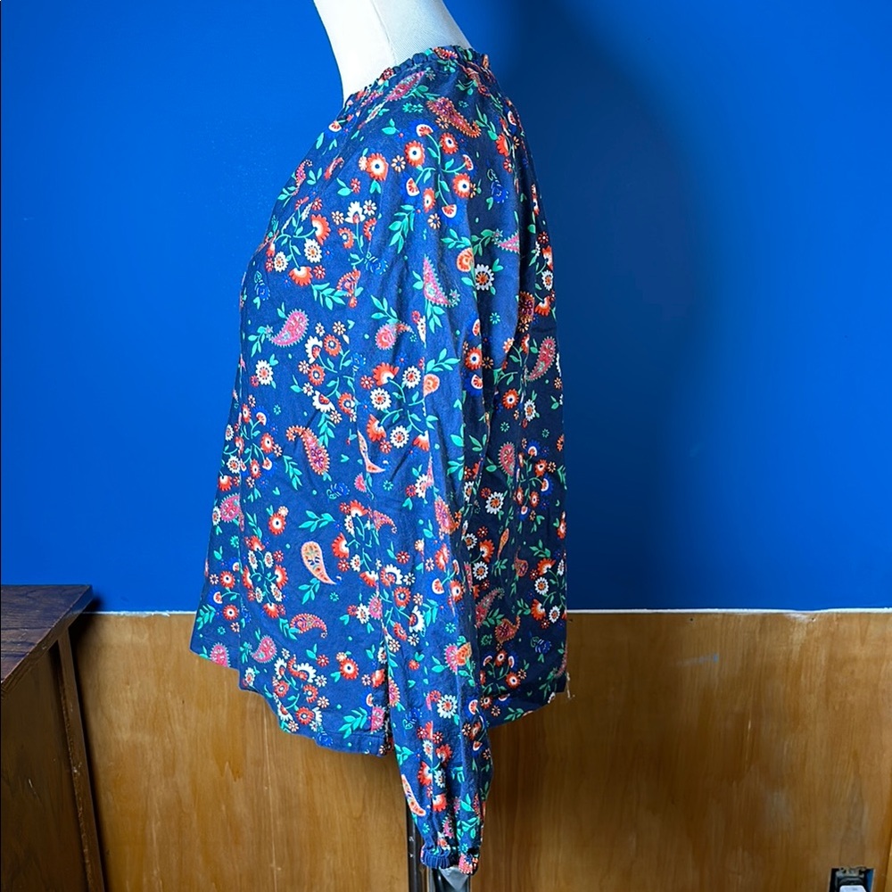 Floral Blue Women's Top - Picture 3 of 7